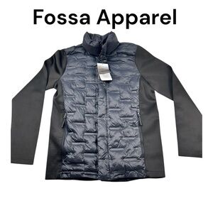 Fossa Apparel Hybrid Down Men Jacket Size S Black Lightweight Puffer New